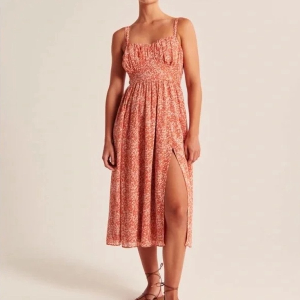 NWT Abercrombie Ruched Chiffon Midi Dress Size XXL